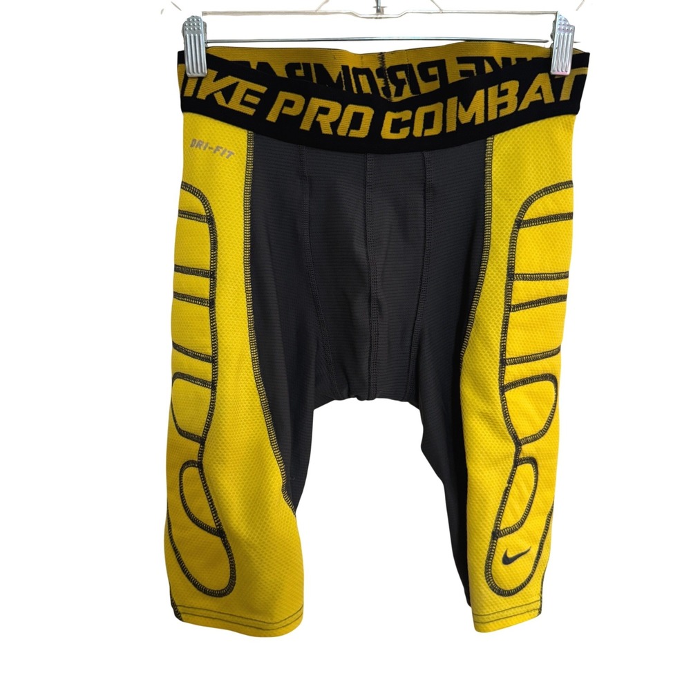 Nike Dri Fit Pro Combat Sliding Shorts Baseball MLB Mens S Yellow Compression